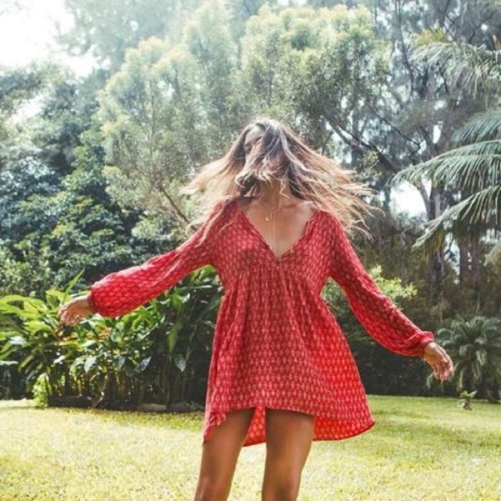 •Billabong• Take Me To Paradise Long Sleeve Dress
